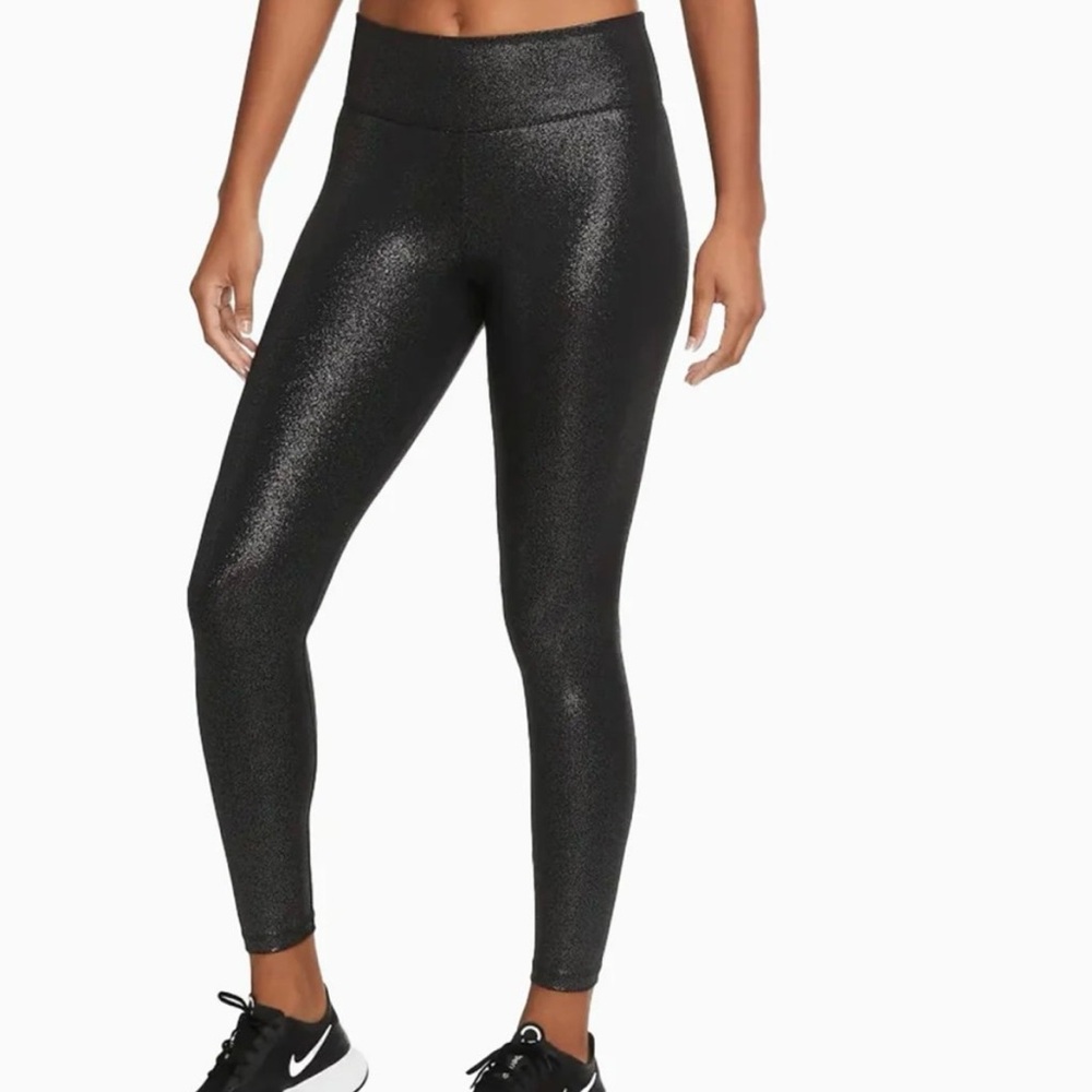 Nike Dri-Fit Sparkle Black Silver Leggings XS Workout Run Exercise Pants